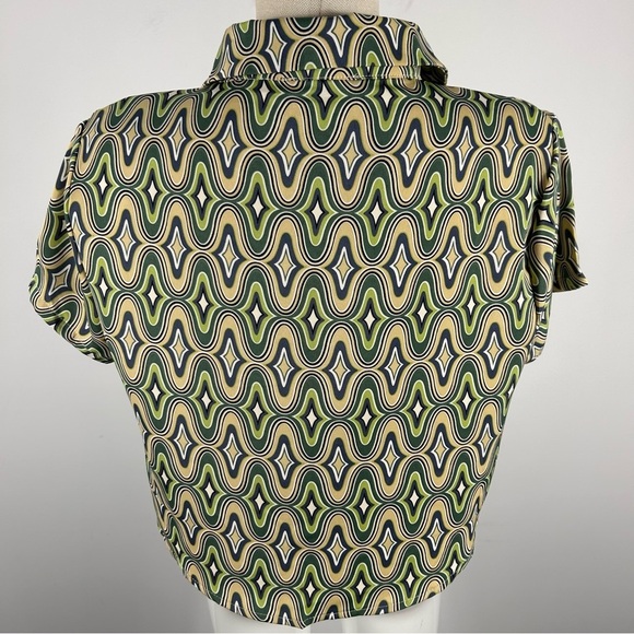 Forever 21 Stylish Geometric Patterned Women's Top cropped L - Picture 4 of 10